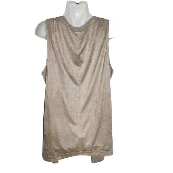 Chicos Womens Vest Size 1 Medium Sleeveless Faux Suede Open Front Pockets Long - Picture 2 of 8